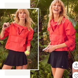 Sweaty Betty Nomad pullover jacket Red Pullover Jacket with Black Skirt NWT Size